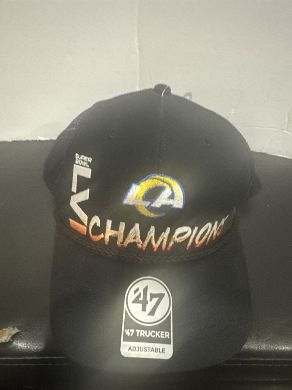 Los Angeles Rams NFC Champions ’47 Trucker Adjustable Hat Cap Black NFL